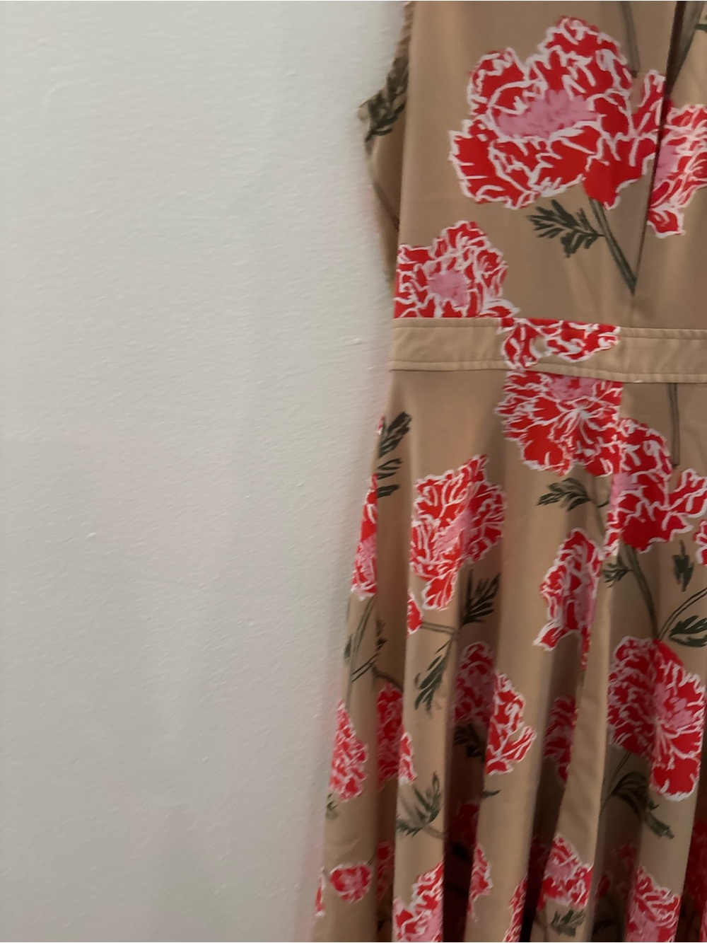 Banana Republic - Multicolor Tan Midi Shirt Dress with Red Floral Print - Picture 9 of 10